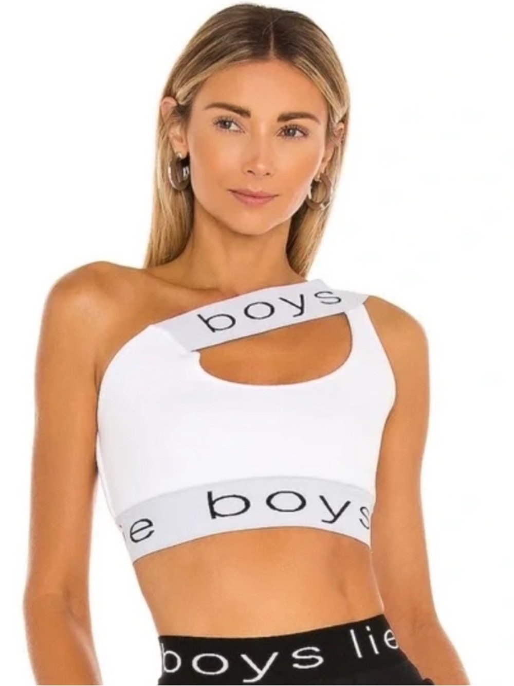 Boys Lie One Shoulder Bralette in White